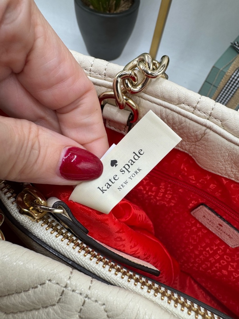 Kate Spade Astor Court Elena Quilted Leather Tote - Bone White - Picture 11 of 13